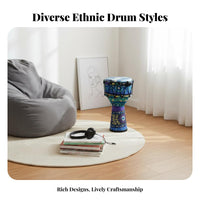 Rich Resonant Sound Djembe Drum Early Education Tool Percussion Instrument Portable Rope Tuning System for Beginners, Children, Musicians, Music Class, Live Performance, Home Practice, Jam Sessions