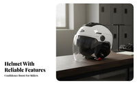 Motorcycle Half Helmet 3C Certified Motorcycle Half Helmet Double Visor Shell Visor Ed Headwear for Men, Four-Season, Daily Commute, Leisure Rides