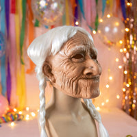 Old Lady Face Covering Realistic Old Woman Face Covering Creepy Costume for Adults