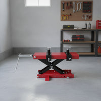 Motorcycle Lift with Support Arms Adjustable Motorcycle Lift Stand Manual Stand for Mechanics