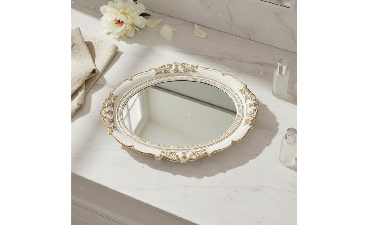 Gold Mirror Tray Mirrored Surface Table Decor Vintage Design for Photo