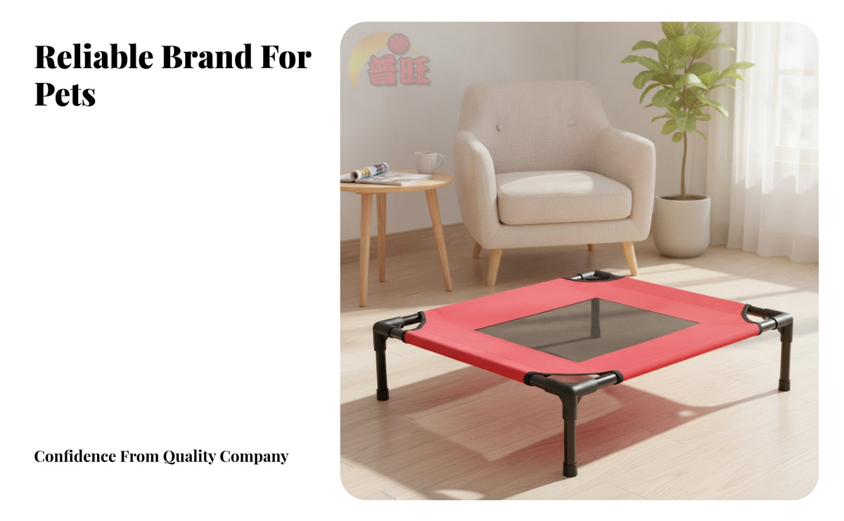 Cylindrical Frame Elevated Dog Cot Black Breathable Mesh Pet Bed for Dogs, Cats