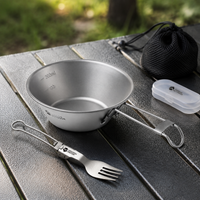 Foldable Camping Cookware Set, 3-Piece Outdoor Camping Cookware Made of Metal Alloy, Ultra-Light for Trips, Picnics, Matte Gray