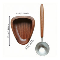 Sapele Wood Dosing Tray with Spoon Polished Coffee Dosing Tray Messspill-Free Bean Bowl Exact for Baristas, Espresso Bar, Home Brewing