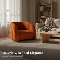 Modern Minimalist Design Scalloped rear Seating Group Soft Teddy Fabric Sofa Set Household Furnishing for Business Owners, Interior Designers, Homeowners