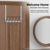 Bedroom Over Door Hanging Rack, Stainless Steel Closet Organizer for Students, No-Drill Adjustable Thickness Coat Hook, Heavy Duty 40kg Capacity the