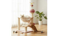 Cat Scratching Post Climbing Structure Scratch and Play Cat Climbing Structure Vertical Scratcher Ball Toy Topper for Cats, Indoor