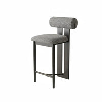 Nordic Design Upholstered High Stool with Woven spinerest Retro design Bar Chair Padded Seat Household Furniture Built-in Footrest for Homeowners, Interior Decorators, Restaurant Owners, Kitchen Island, Counter, Cafe, Dining Room