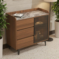 Sintered Stone Top Sideboard Stable Load-Bearing Living Room Tea Cabinet Water-Resistant Finish Kitchen Storage Sideboard for Hotel