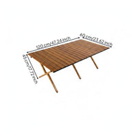 Stable Roll-up Camping Table Sturdy Wood Grain Folding Table Heavy Duty Outdoor Furniture Easy to Clean for Fishing