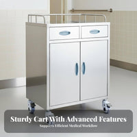 Easy-to Stainless Steel Medical Trolley Lockable Casters Rolling Instrument Cart Versatile Design Tooth Care Supply Cabinet on Wheels Heavy Duty for Dentists, Beauticians, Phlebotomists, Medical Facility, Operating Room, Laboratoryoratory Oratory