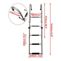 Folding Boat Ladder Compact Storage Stainless Steel Marine Ladder Non-Slip Steps for Yacht, RV, Swimming
