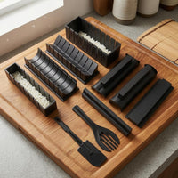 10 Pieces Hand Tools Sushi Making Kit Rectangular Rice Mold Set for Home Kitchen