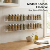 Seasoning Organizer Wall Mounted Rack, Clear Transparent Acrylic 4 Tier, Kitchen Counter Storage and Organization, Cabinet Door Spice for Home Cook