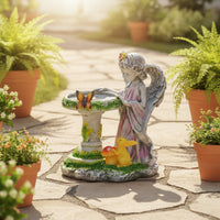 Angel Statue with Basin Waterproof Sun-Powered Garden Statue Light Automatic Sun-Powered Garden Luminaire for Gardeners, Homeowners, Yard, Flower Bed