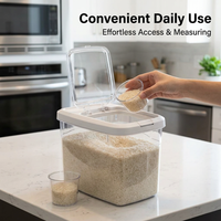Airtight Food Storage Containers, Large Capacity Rice Bucket, Press Button Dispenser with Measuring Cup, Food Storage Bin for Home Kitchen Organizer