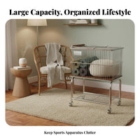 Large Capacity Exercise Mat Storage Rack Space-Saving Design Home Gym Equipment Organizer Mobile with 360° Wheels Fitness Equipment Organizer Long-Lasting Carbon Steel for Living Room