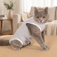 Post Surgery Cat Suit with Tie Straps, Sleeveless Cat Recovery Suit for After Surgery, Adjustable Spay and Neuter Recovery Suit, Anti Licking Vest