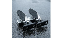 Textured Foldable Electric Bicycle Foot Pegs Angled Pivoting Fold-down Footrests Black Anti-Slip Foot Pedals Easy Install