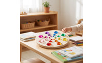 Crystal Board Round Wooden Board with Jewels Textured Educational Toy for Preschoolers, Kids, Kindergarten