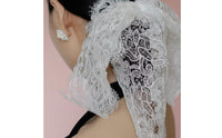 French Style Hair Barrette Elegant Design Long Tail Lace Bow Handmade Large Lace Ponytail Clip for Parties