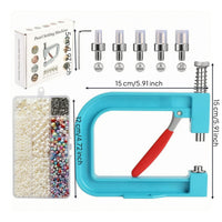 Interchangeable Tips Manual Bead-Setting Machine Coil-Driven-Loaded Hand-Press Bead Setter Metal Body Beads Rivet Fixing Machine Red Lever Handle for Jewelry Makers, Crafters, Workshop