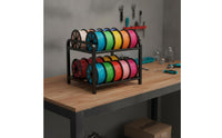 Large Capacity 3D Printer Filament Storage Rack Desktop 2-Tier Filament Storage Rack Open-Frame 2-Tier Metal Spool Holder Compact for Makers