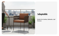 Weather-withstandant Woven Armchair and Table Set Comfortable Woven Armchair Set Handwoven Design Outdoor Furniture Sturdy Frame for Homeowners, Families, Adults, Balcony, Courtyard, rearyard, waterfront