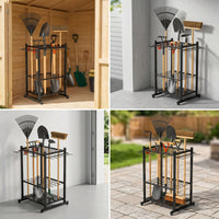 Garden Tool Rack Metal Garden Tool Organizer Mobile for Garage