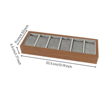 6-Slot Watch Display Tray Wooden Watch Tray with Velvet Lining Compartmentalized Professional for Jewelers, Dresser, Showcase