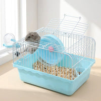 Hamster Cage and Travel Carrier, Single-Tier Small Animal Enclosure with Handle for Outdoor Travel, Small Hamster Cage