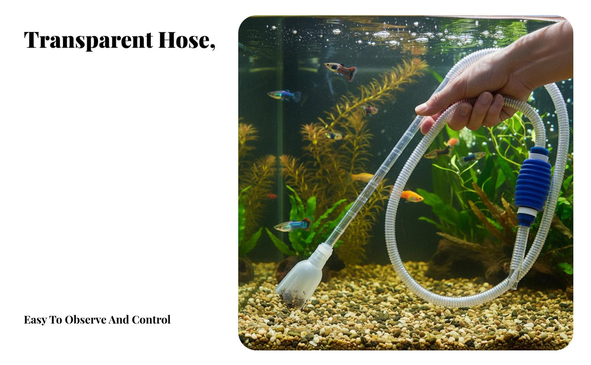 Fish Tank Siphon Cleaner Easy to Use Manual Aquarium Siphon Press Bulb Fish Tank Water Changer for Beginners, Small Tanks, Desktop Aquariums