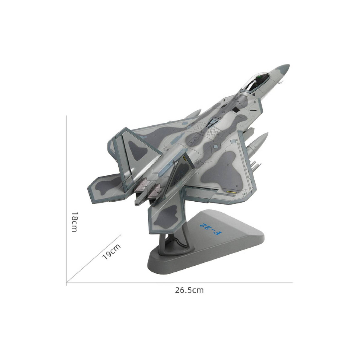 Diecast F-22 Fighter Model Stealth Fighter Model with Base Assembled Realistic for Desk Display