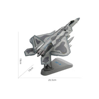 Diecast F-22 Fighter Model Stealth Fighter Model with Base Assembled Realistic for Desk Display
