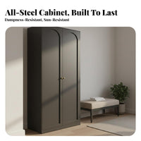 Sturdy and Long-Lasting Steel Clothes Closet Large Capacity Steel Clothing Cabinet Scratch-Resistant Finish Standalone Standing Metal Wardrobe Adjustable Shelves for Homeowners, Families, Students, Apartment, Home, Dressing Room, Dormitory