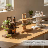 Vintage Style Solid Wood Desktop Storage Rack for Cups and Perfumes