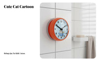 Drill-Drillless Waterproof Shower Clock Fogproof Cartoon Bathroom Clock Silent Movement for Children, Kitchen