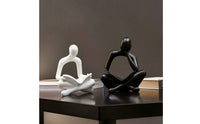 2 Pieces Reading Figurines Matte Reading Statue Minimalist Abstract Human Sculptures for Book Lovers, Readers, Bookshelf, Study Room, Office