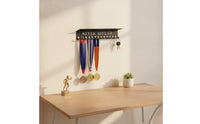Black Medal Hanger with Shelf Heavy-Duty Medal Holder with Shelf Modern Simple for Athletes