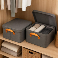 Fabric Wardrobe Storage Box with Lid, Foldable Clothes Organizer for Home Dormitory