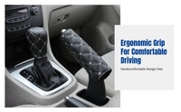 Car Interior Accessories Set, Manual/Automatic Gear Cover, Handbrake Sleeve, Red Stitching