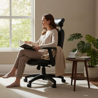 Ergonomic Chair with Paired Backrest Leather-Like Reclining Chair with Headrest Padded Furniture for Professionals, Esports Participants, Home Office