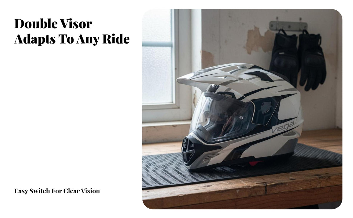 Full Face Sturdy Shell Twin Visor Motorbike Helmet Wide-Angle Vision for Motorcyclists, ATV Riders, Street Riding, Highway