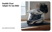 Full Face Sturdy Shell Twin Visor Motorbike Helmet Wide-Angle Vision for Motorcyclists, ATV Riders, Street Riding, Highway