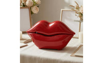 Rechargeable Lip-Shaped Voice Message Device Glossy Red Tabletop Voice Message Box Plastic Home Gadget Re-Recordable