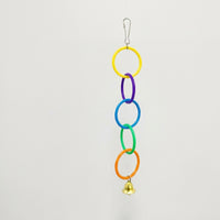 Bird Climbing Toy with Assorted hued rings and Bells, Bird Climbing Rings for Parrot Cage Enrichment, Small Bird Toys for Fun