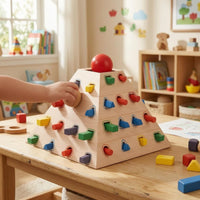 Pyramid Shape Sorter Smooth Edges Wooden Shape Sorter Fine Motor Skills Geometric Matching Blocks