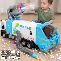 Alloy Garbage Truck Toy with Vacuum and Spray Functions
