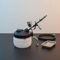 Stable Base Airbrush Cleaning Pot 3-in-1 Function Airbrush Cleaning Station Wide Compatibility Paint Waste Collector Filters Fumes and Particles for Model Builders, Hobbyists, Artists