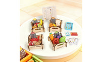 Pretend Supermarket Educational Wooden Grocery Store Tabletop Cashier Stand with Register for Playroom